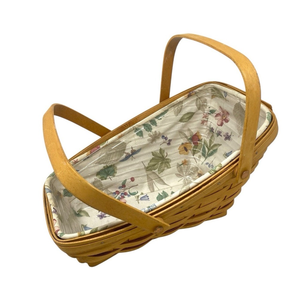 VTG Longaberger Vegetable Basket with Nature Floral Liner & Protector Year 2000
